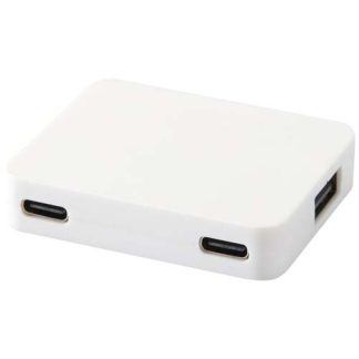 Hub de USB de 4 portas com saída USB-A e Tipo-C e entrada dupla - feito de plástico reciclado "Gaia"