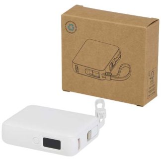 Powerbank para tablet de 10.000 mAh e 35 W com cabo Tipo-C integrado - feito de plástico reciclado "Acrux"