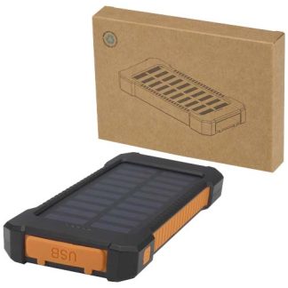 Powerbank solar robusto de plástico reciclado de 5.000 mAh e 10 W com lanterna integrada "Altair"