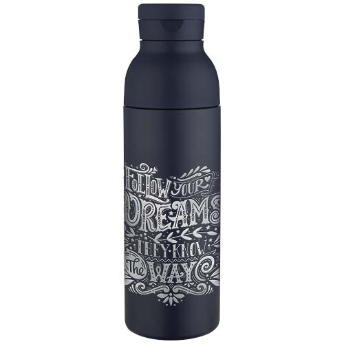 Garrafa de água de aço inoxidável de parede dupla reciclada RCS de 650 ml com conjunto de tampa de 3 peças "Illuminate"