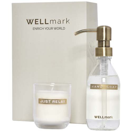 Dispensador de sabonete para as mãos de 250 ml e conjunto de velas perfumadas de 150 g "Wellmark Discovery"