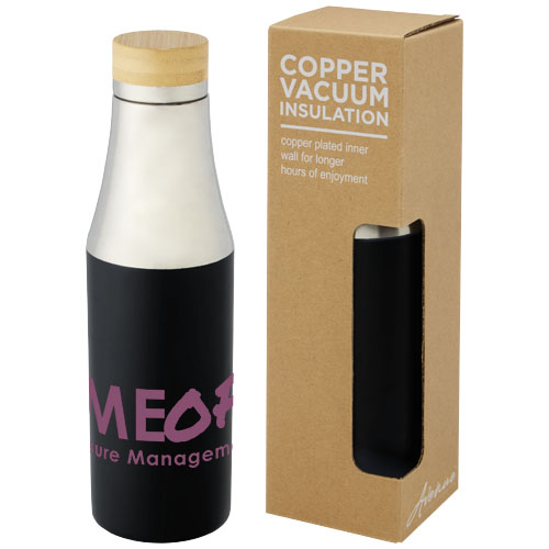 Garrafa de 540 ml de cobre isolada a vácuo em aço inoxidável com tampa de bambu "Hulan"