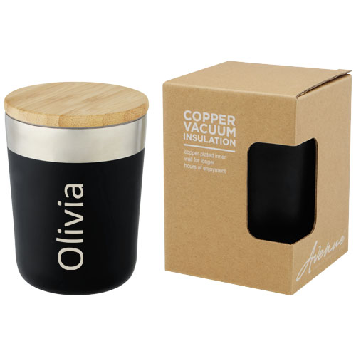 Copo térmico de 330 ml de cobre isolado a vácuo em aço inoxidável com tampa de bambu "Lagan"