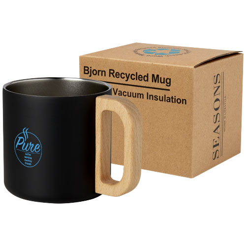 Caneca de aço inoxidável reciclado com certificado RCS de 360 ml com isolamento a vácuo de cobre "Bjorn"