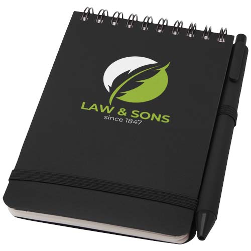 Bloco de notas de capa dura A6 com esferográfica "Thalaasa" (tinta preta)