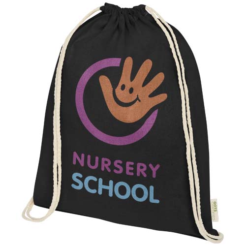 Mochila com cordões de algodão orgânico de 140 g/m² "Orissa" 5L