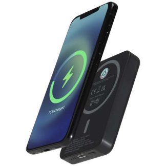 Powerbank magnético sem fios de 5.000 mAh e 15 W com PD de 20 W - feito de plástico reciclado "Acrab"