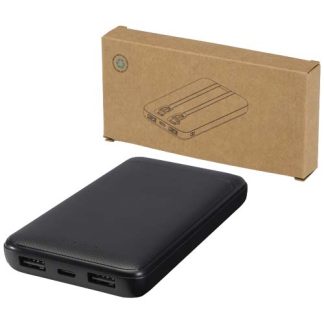 Powerbank de plástico reciclado de 10.000 mAh e 10 W com 2 cabos integrados "Adhil"