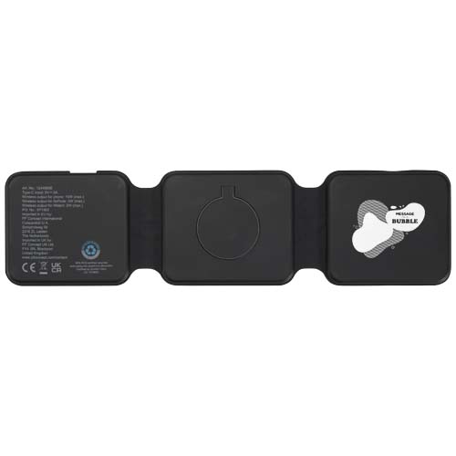 Carregador sem fios dobrável de plástico reciclado 3 em 1 de 15 W "Armus"