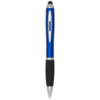 Caneta esferográfica RCS de plástico reciclado com corpo colorido e pega preta (tinta preta) "Nash"