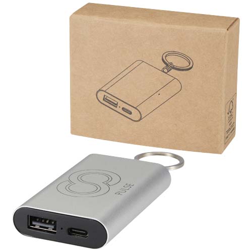 Powerbank de alumínio reciclado de 2000 mAh com porta-chaves "Arcturus"
